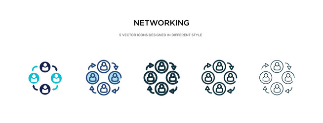 networking icon in different style two colored vector image