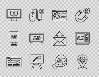 set line browser setting target board with graph vector image