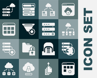 set loading data window network cloud connection vector image