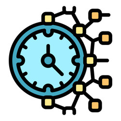 clock connecting with network representing time vector image