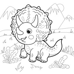 cute little dinosaur triceratops walking Vector Image