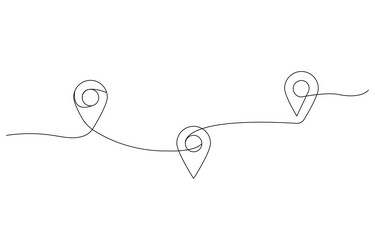 simple pins on way in thin linear style route vector image