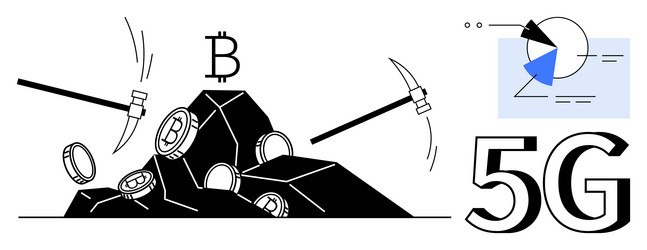 cryptocurrency mining with blockchain data vector image