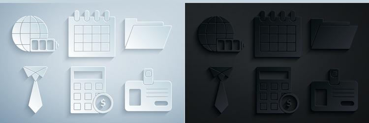 Set calculator with dollar symbol document folder vector