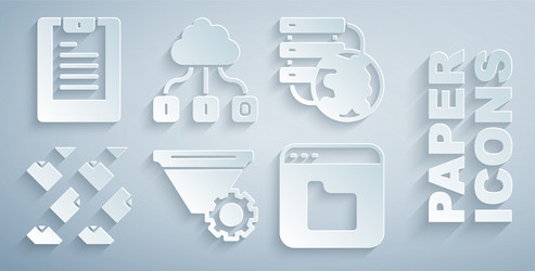 set filter setting network cloud connection data vector image