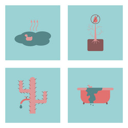 set of ecology icons on color backgrounds square vector