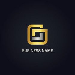 G shape line square gold logo Royalty Free Vector Image