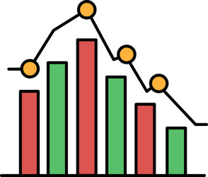 a graph with red and green bars showing vector image