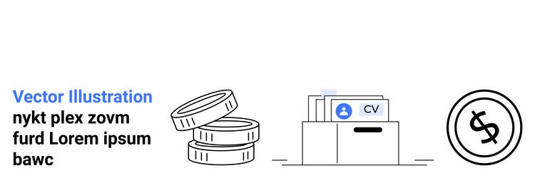 coin stack document folder with cv and dollar vector image
