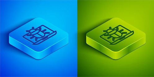 isometric line system bug on monitor icon isolated vector image