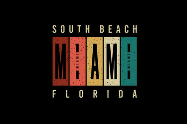 Miami Beach Typography - T-Shirt Mockup Vector Image