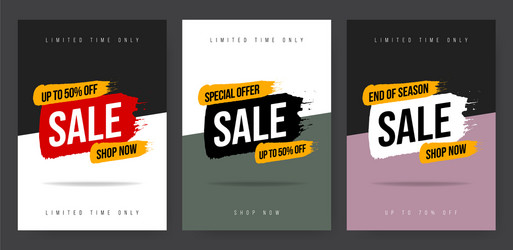 set three template web banner in different colors vector