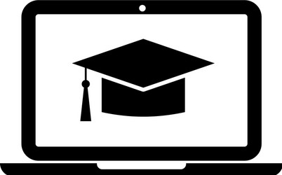 black graduation cap on screen laptop icon vector