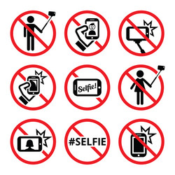 no selfies selfie sticks signs vector