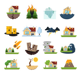 Natural disasters color set Royalty Free Vector Image