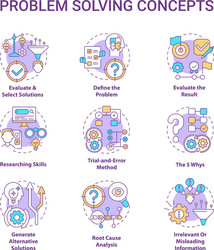 problem solving concept icons set vector image