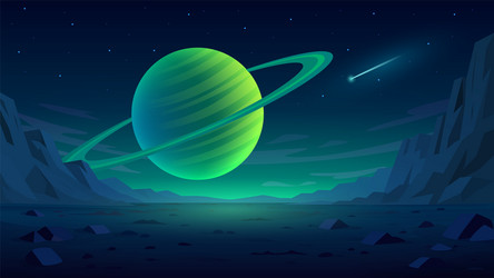 cartoon alien planet landscape with green Vector Image