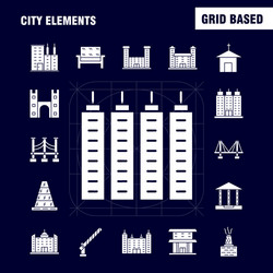 City elements solid glyph icons set vector