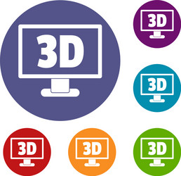 computer monitor with 3d inscription icons set vector image