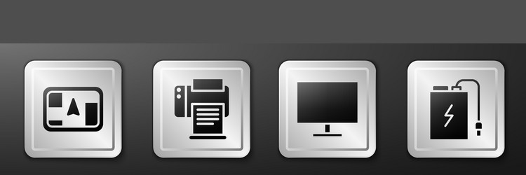 set gps device with map printer computer monitor vector image