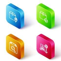 Set isometric line location with cardboard box vector