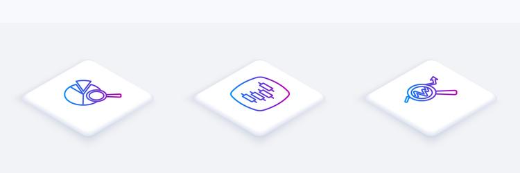 set isometric line search data analysis browser vector image