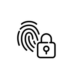 Biometric data security fingerprint and lock vector