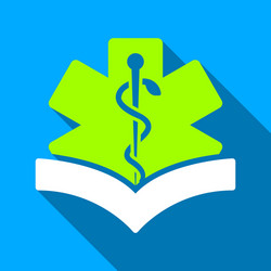 Medical knowledge book flat long shadow square vector