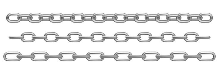 Realistic metal chain set silver chains Royalty Free Vector