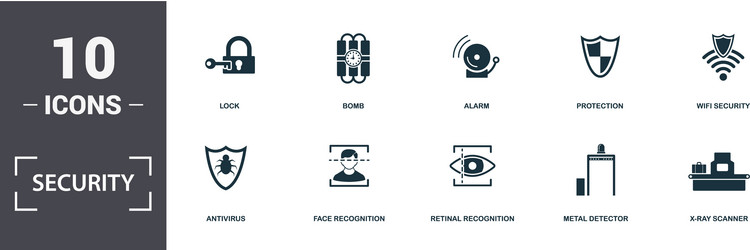 security icons set collection includes simple vector
