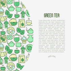 Green tea ceremony concept with thin line icons vector