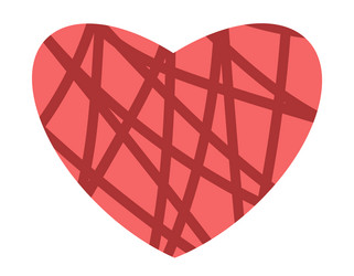 Heart with intersecting lines texture design vector
