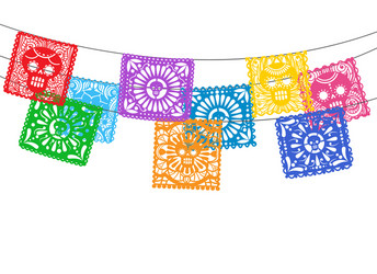Mexican Papel Picado Bunting Vector Image