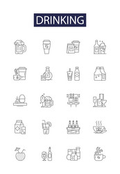 drinking line icons and signs gulp quaff vector