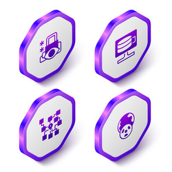 set isometric cyber security cloud database vector image