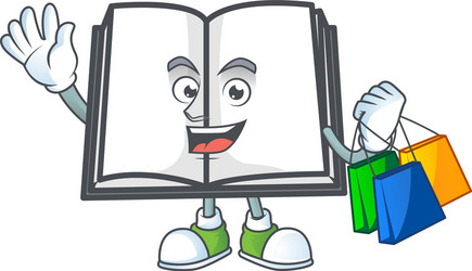 Shopping open book with character mascot style vector