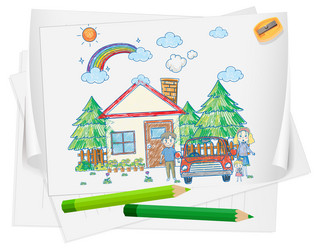 a paper with doodle sketch design color vector image