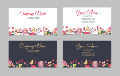 set of two double-sided floral business cards Vector Image