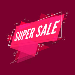 Super sale banner flat style ribbon vector