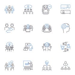 talent development line icons collection skills vector