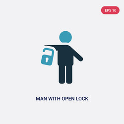 Two color man with open lock icon from people vector