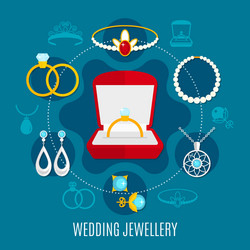 Wedding jewelry round composition vector