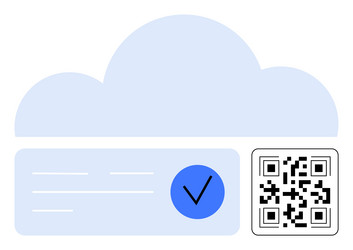 cloud data storage with verification checkmark vector image