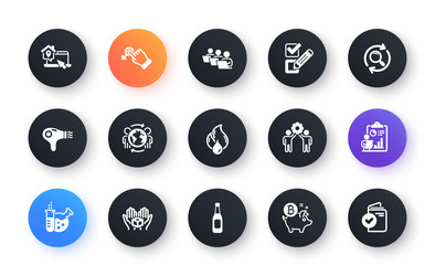 Minimal set of bitcoin coin beer and checkbox vector