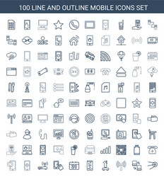 100 mobile icons vector