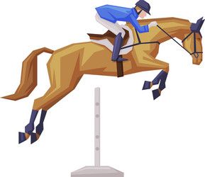 jockey overcoming obstacles on racing horse Vector Image