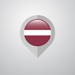 Map navigation pointer with latvia flag design vector