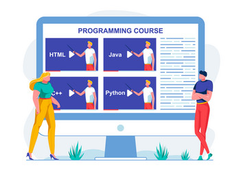 online programming course in different programs vector image
