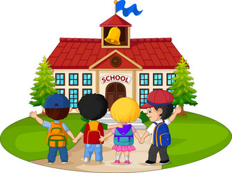 School children going to Royalty Free Vector Image School children going to Royalty Free Vector Image