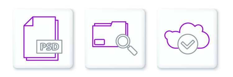 Set line cloud with check mark psd file document vector